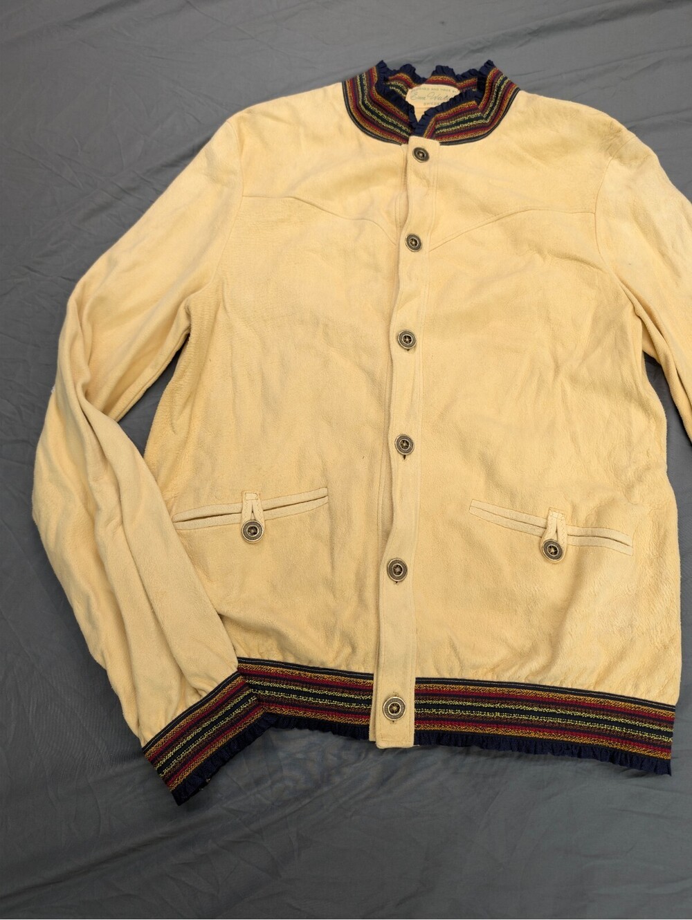 Ewa Wallin Sweden Leather Jacket Vintage Suede S Yellow